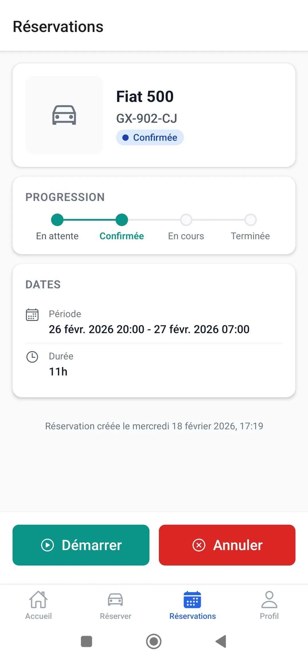 Start a booking
